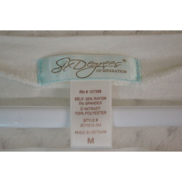 Six Degrees of Separation Women's Medium White Sheer Back Hi Low Top - Picture 4 of 11